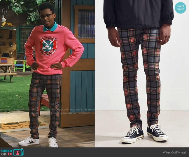 Tartan Skinny Pants by Urban Outfitters worn by Noah Lambert (Israel Johnson) on Bunkd