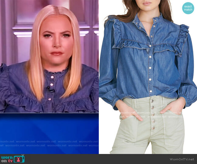 Tes Button-Down Chambray Top by Veronica Beard worn by Meghan McCain on The View