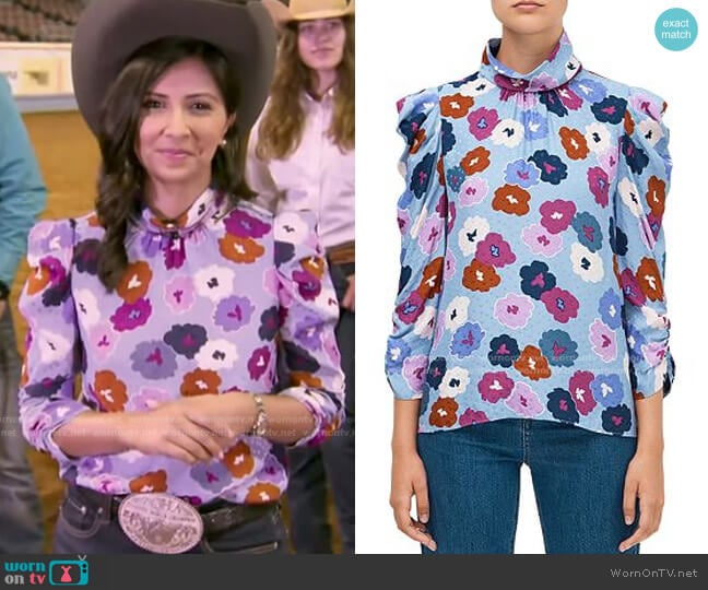 Winter Garden Blouse by Kate Spade worn by Zohreen Shah on GMA