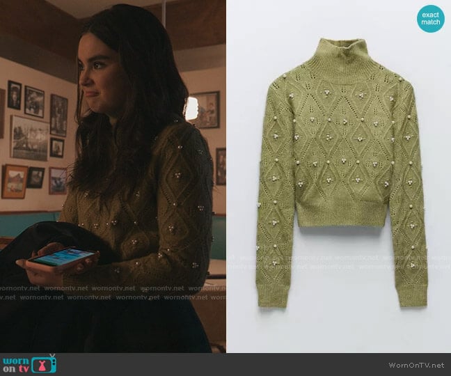 Zara Knit Sweater with Pearls worn by Bella Whitmore (Landry Bender) on The Republic of Sarah