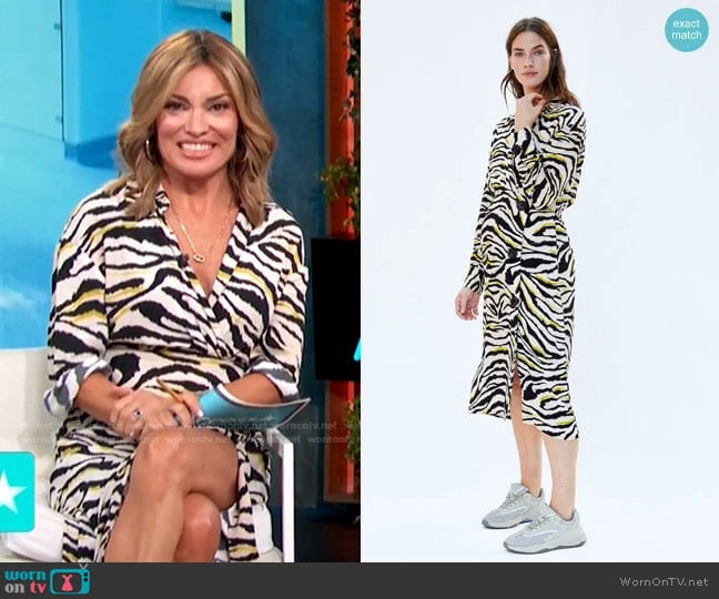 Zebra Printed Dress by Zara worn by Kit Hoover on Access Hollywood