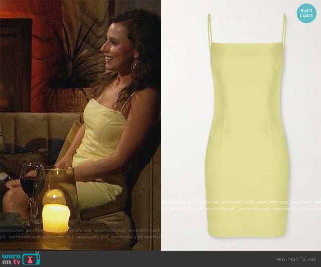 Leather mini dress by Zeynep Arcay worn by Katie Thurston on The Bachelorette