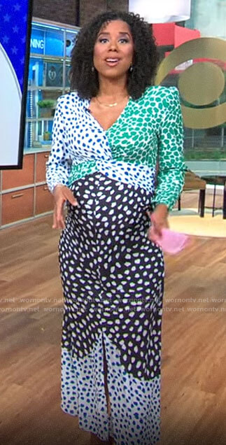 Adriana Diaz's mixed print dress on CBS This Morning
