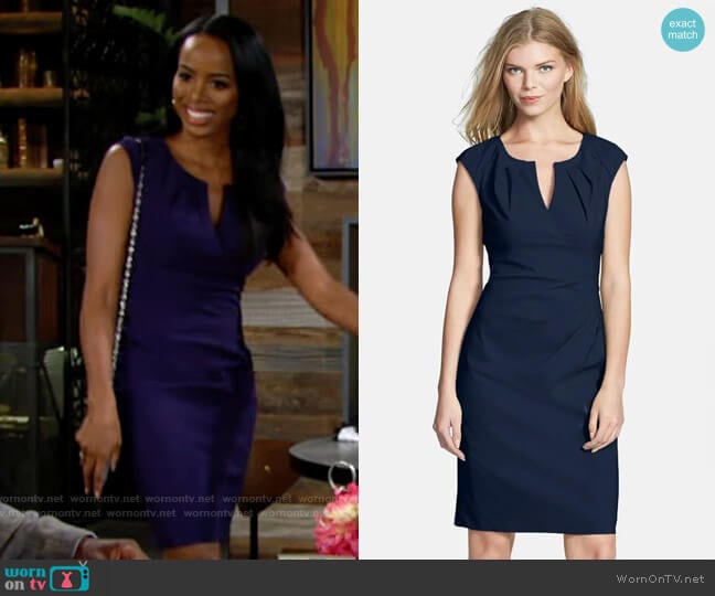 WornOnTV: Imani’s navy split neck dress on The Young and the Restless ...