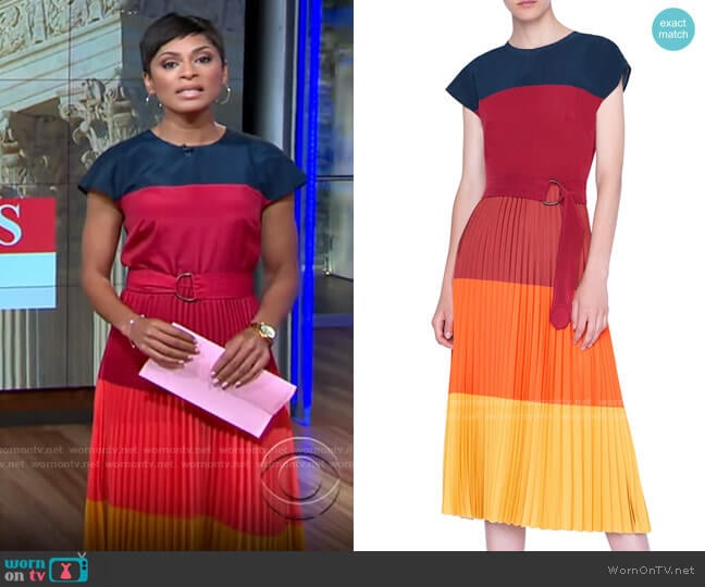 WornOnTV: Jericka Duncan’s colorblock pleated dress on CBS This Morning ...