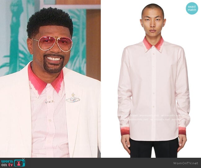 Pink Dip Dye Trim Shirt by Alexander McQueen worn by Jalen Rose on The Talk