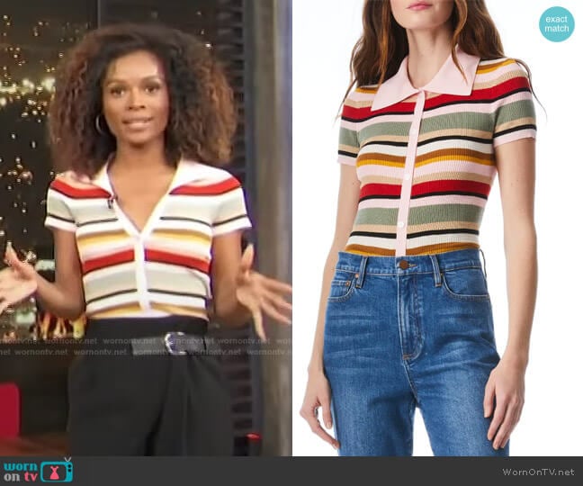 Colleen Polo by Alice + Olivia worn by Zuri Hall on Access Hollywood