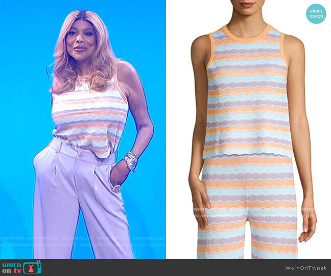 Antonella Stripe Knit Tank by Alice + Olivia worn by Wendy Williams on The Wendy Williams Show