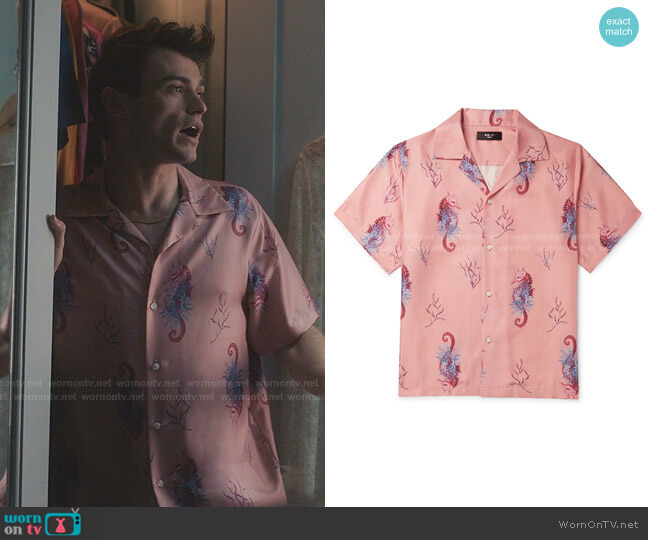 Camp-Collar Printed Silk-Twill Shirt by Amiri worn by Maximus Wolfe (Thomas Doherty) on Gossip Girl