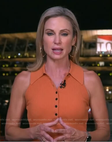 Amy’s orange sleeveless polo on Good Morning America