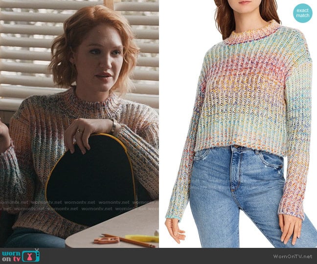 Aqua Rainbow Marled Cropped Sweater worn by Corinne Dearborn (Hope Lauren) on The Republic of Sarah