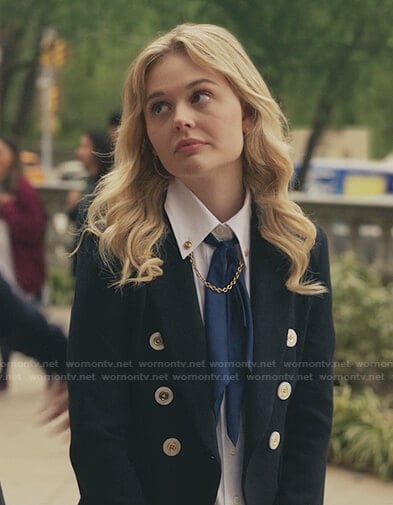 Audrey's navy double breasted blazer on Gossip Girl