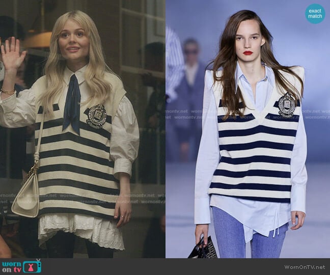 Wornontv Audreys Oversized Striped Vest On Gossip Girl Emily Alyn