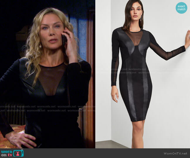 Mesh Inset Cocktail Dress by Bcbgmaxazria worn by Kristen DiMera (Stacy Haiduk) on Days of our Lives