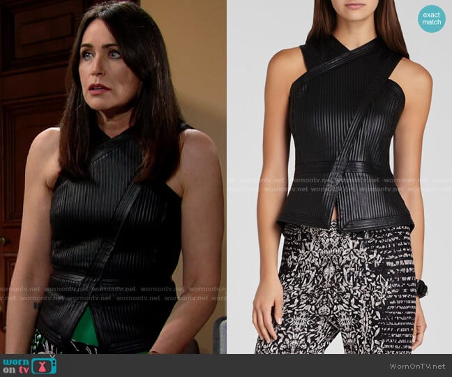 Bcbgmaxazria Munson Faux Leather Top worn by Quinn Fuller (Rena Sofer) on The Bold and the Beautiful