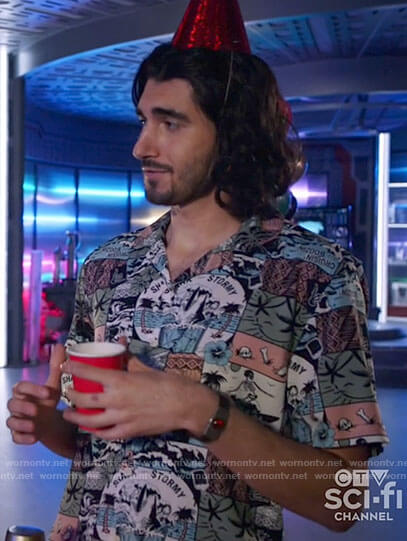 Behrad's printed short sleeve shirt on Legends of Tomorrow