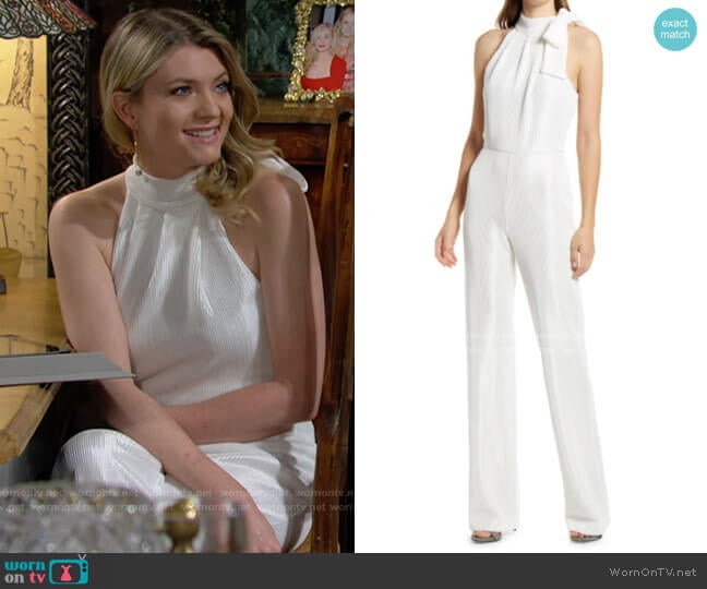 Black Halo Audrey Jumpsuit worn by Tara Locke (Elizabeth Leiner) on The Young and the Restless