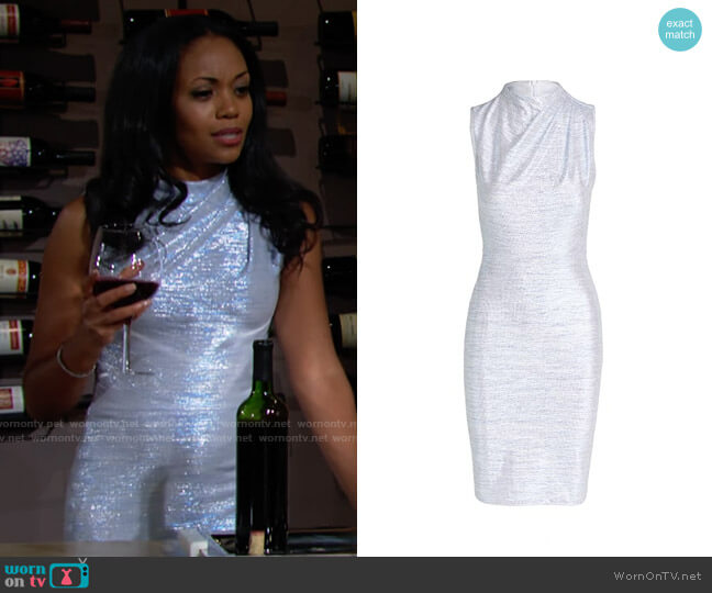 Black Halo Corinne Dress worn by Amanda Sinclair (Mishael Morgan) on The Young and the Restless