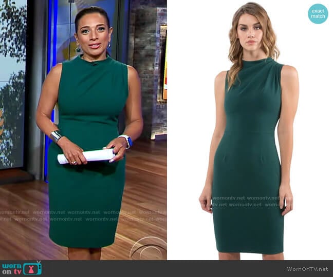 Black Halo Corrine Dress worn by Michelle Miller on CBS Mornings