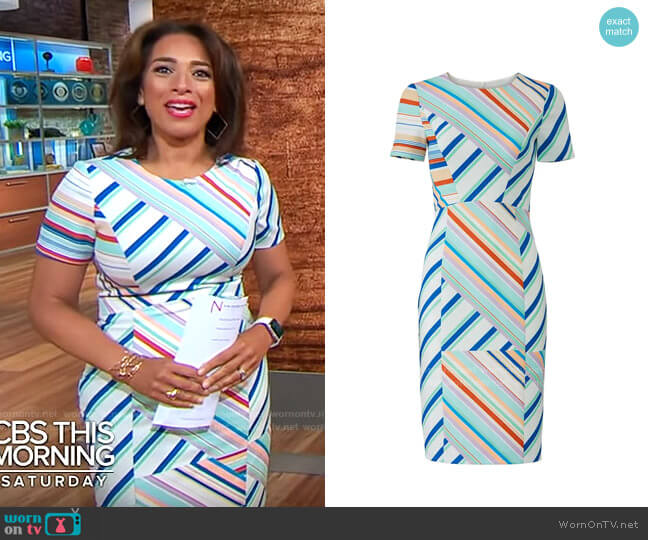 Black Halo Jodee Sheath worn by Michelle Miller on CBS Mornings