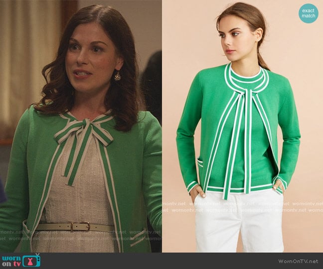 Tie-Neck Cotton Cardigan by Brooks Brothers worn by Margaret Odette on Sex/Life