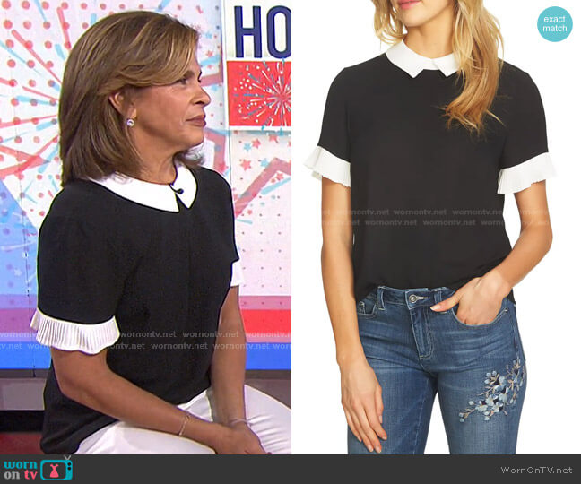 Pleat Sleeve Collared Crepe Blouse by Cece worn by Hoda Kotb on Today