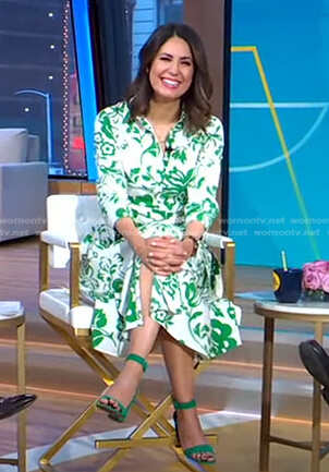 Cecilia's white and green floral dress on Good Morning America
