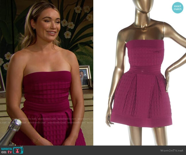 Chanel Strapless Pleated Dress worn by Flo Fulton (Katrina Bowden) on The Bold and the Beautiful