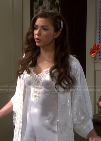 Ciara’s white chemise and leopard robe on Days of our Lives