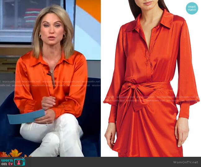 Carine Silk Bodysuit by Cinq a Sept worn by Amy Robach on Good Morning America