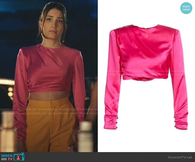 Kaitlyn Satin Top by Cinq a Sept worn by Luna La (Zión Moreno) on Gossip Girl