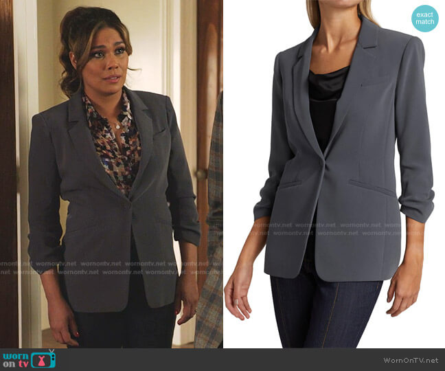 WornOnTV: Cristal’s grey ruched sleeve blazer on Dynasty | Daniella ...