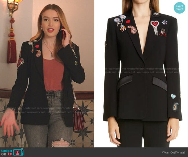 Love Cheyenne Bejeweled Blazer by Cinq a Sept worn by Kirby Anders (Maddison Brown) on Dynasty