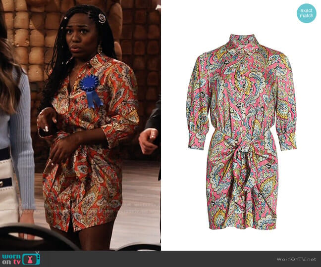 Cinq a Sept Gaby Paisley Dress worn by Harper (Laci Mosley) on iCarly