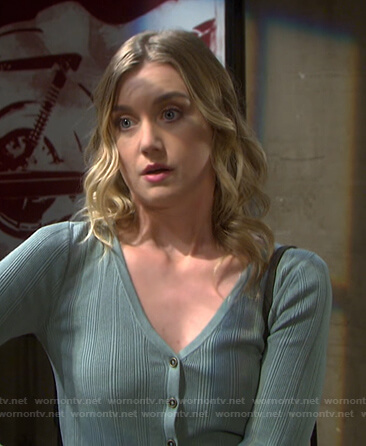 WornOnTV: Claire's green ribbed cardigan on Days of our Lives
