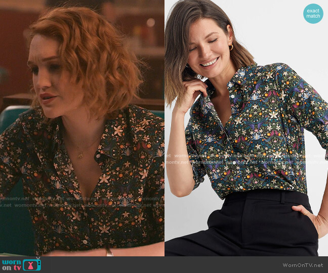 Contemporaine Liberty Floral Shirt worn by Corinne Dearborn (Hope Lauren) on The Republic of Sarah