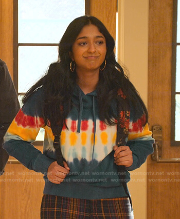 Devi’s tie dye hoodie on Never Have I Ever
