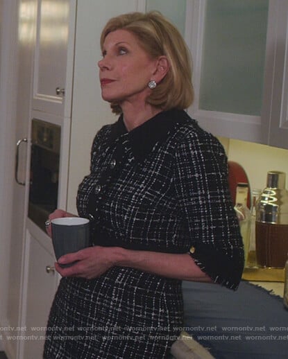 Diane’s black tweed dress on The Good Fight