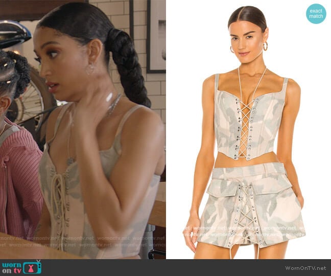 Ikat Camo Corset by Dion Lee worn by Olivia Baker (Samantha Logan) on All American