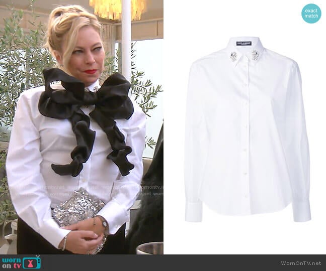 Embellished Collar Shirt by Dolce & Gabbana worn by Sutton Stracke on The Real Housewives of Beverly Hills