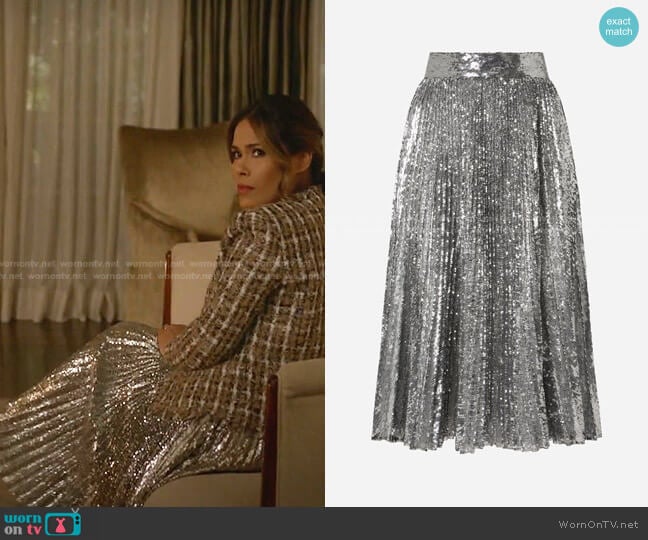 WornOnTV: Cristal's tweed jacket and sequin pleated skirt on Dynasty |  Daniella Alonso | Clothes and Wardrobe from TV