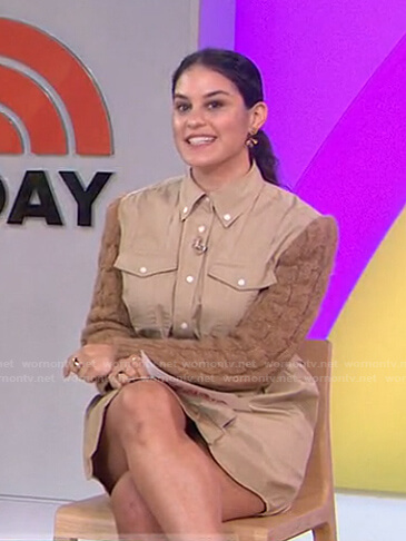 Donna’s beige cable knit sleeve shirtdress on Today