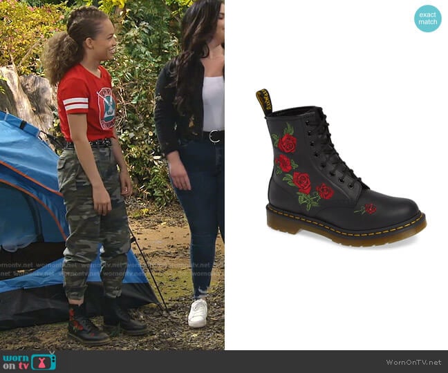 1460 Vonda Embroidered Bootie by Dr. Martens worn by Ava (Shelby Simmons) on Bunkd