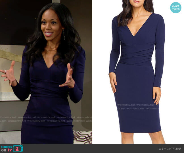 WornOnTV: Amanda’s navy v-neck long sleeved dress on The Young and the ...