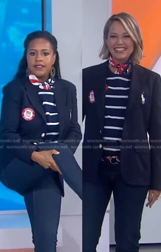 Sheinelle and Dylan’s navy striped top and blazer on Today