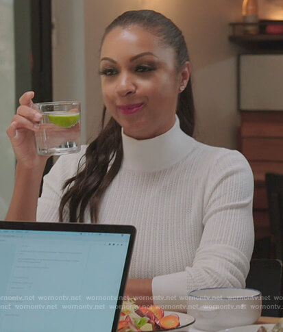 Ebony's white turtleneck sweater on The Real Housewives of New York City