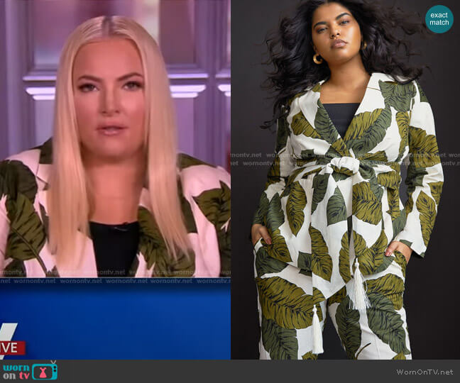 Belted Linen Blazer with Tie by Eloquii worn by Meghan McCain on The View