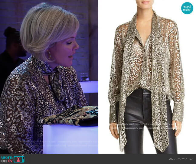 Equipment Luis Metallic Tie-Neck Shirt worn by Ava Jerome (Maura West) on General Hospital