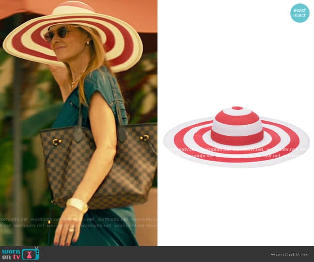 Eugenia Kim Striped Sunny Hat worn by Nicole Mossbacher (Connie Britton) on The White Lotus