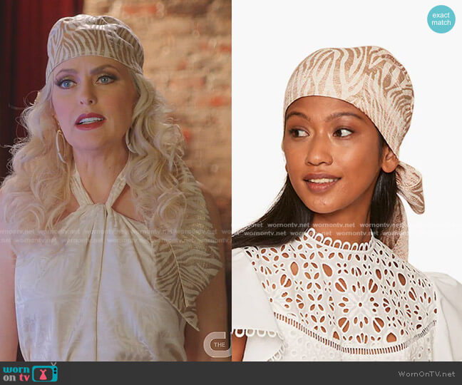 Gigi Sash Turban by Eugenia Kim worn by Alexis Carrington (Elaine Hendrix) on Dynasty